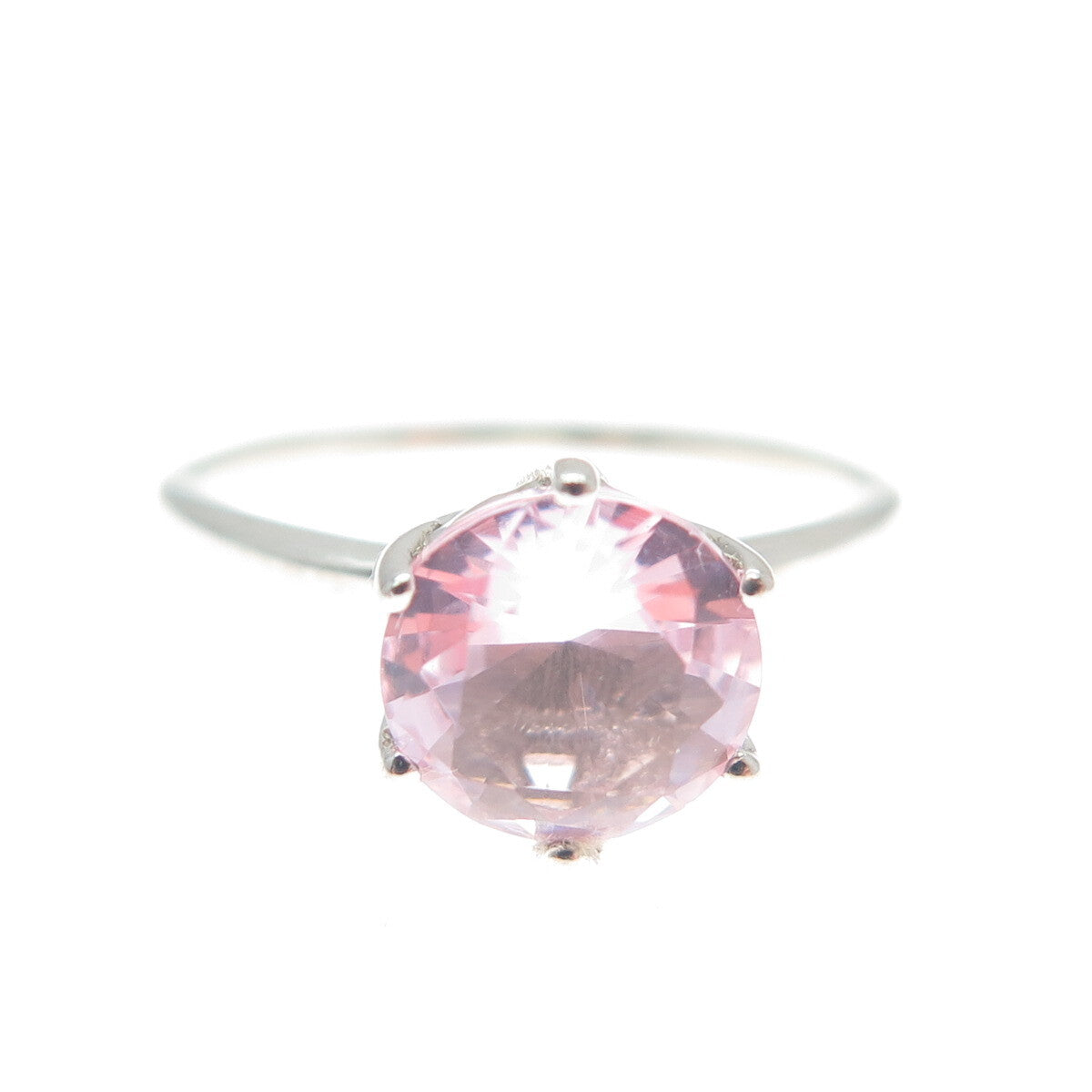DAZZLERS 925 Sterling Silver Round-Cut Nano Pink Topaz Ring Size 7