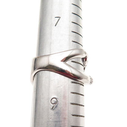 925 Sterling Silver Round-Cut C Z Multi-Chain Crisscross Ring Size 8.25