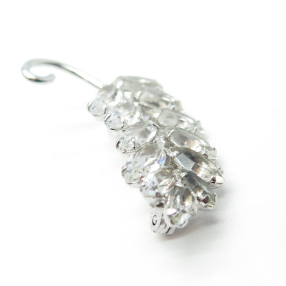 CARL ART 925 Sterling Silver Antique Art Deco Rhinestone Leaf Pin Brooch