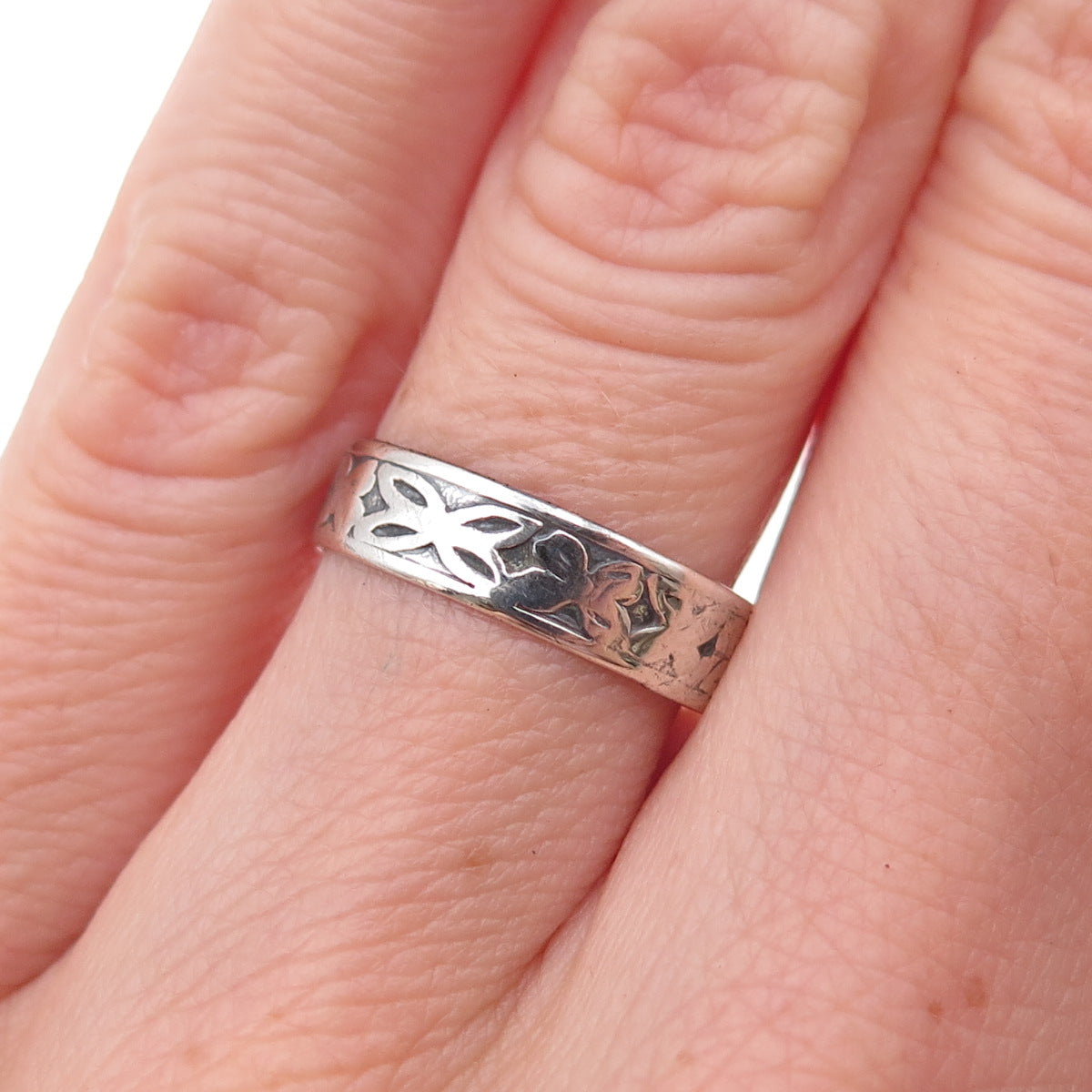 Uncas Sterling Silver Antique Art Deco Butterfly Oxidized Band Ring Size 5.75