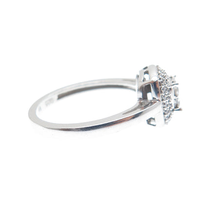 925 Sterling Silver Princess & Round-Cut C Z Engagement Ring Size 6.75