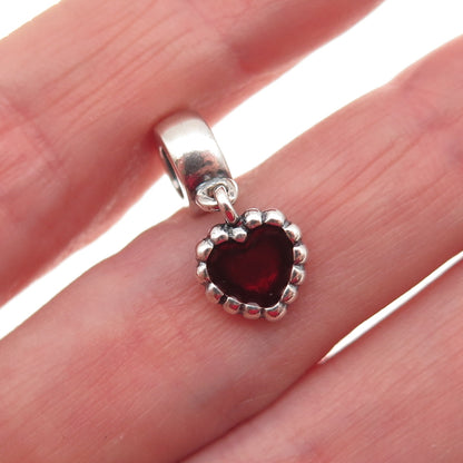 Pandora 925 Sterling Silver Red Enamel Forever Heart Dangle Charm