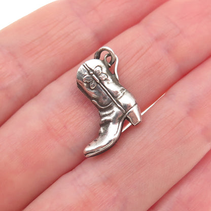 925 Sterling Silver Vintage Butterfly Cowboy Shoe Oxidized Mini Charm Pendant