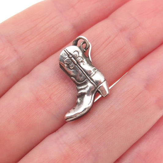 925 Sterling Silver Vintage Butterfly Cowboy Shoe Oxidized Mini Charm Pendant