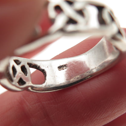 925 Sterling Silver Vintage Celtic Knot Oxidized Band Ring Size 6.25