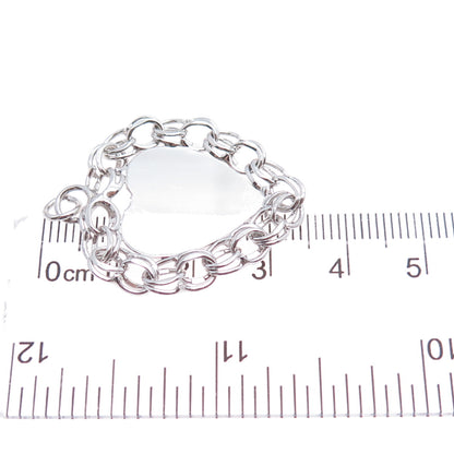 AMERICAN 925 Sterling Silver Vintage Heart Bismark Link Charm Pendant