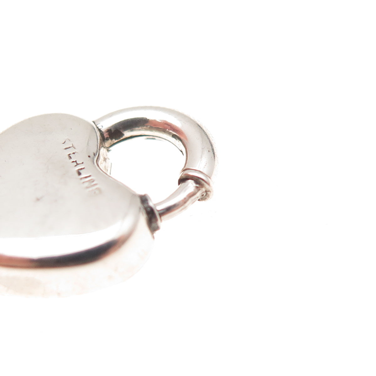 925 Sterling Antique Art Deco Heart Padlock Spring Ring Clasp Charm Pendant