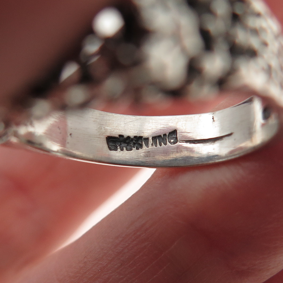 Ostby & Barton 925 Sterling Silver Vintage Modernist Nugget Oxidized Ring Size 9