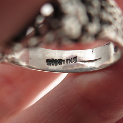 Ostby & Barton 925 Sterling Silver Vintage Modernist Nugget Oxidized Ring Size 9