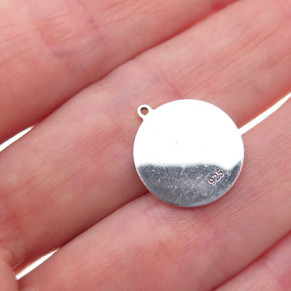 925 Sterling Silver Purple Enamel It's A Boy Round Tag Charm Pendant