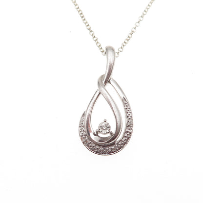 925 Sterling Silver Real Round-Cut Diamond Flame Cable Chain Necklace 18"