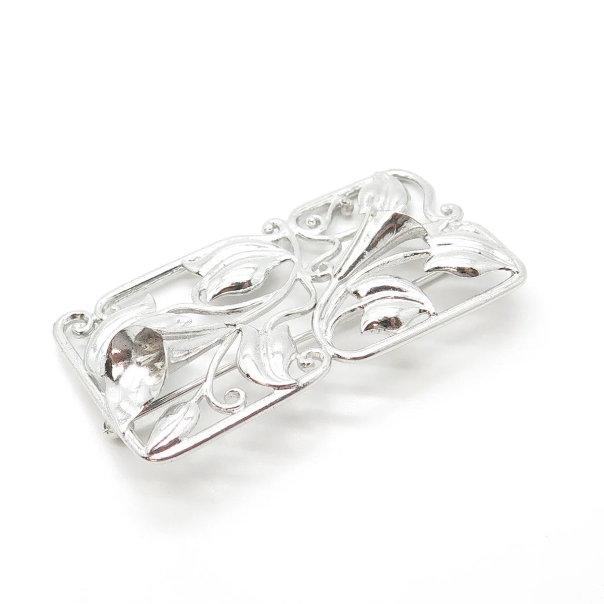 925 Sterling Silver Vintage Bond Boyd Lily Floral Pin Brooch