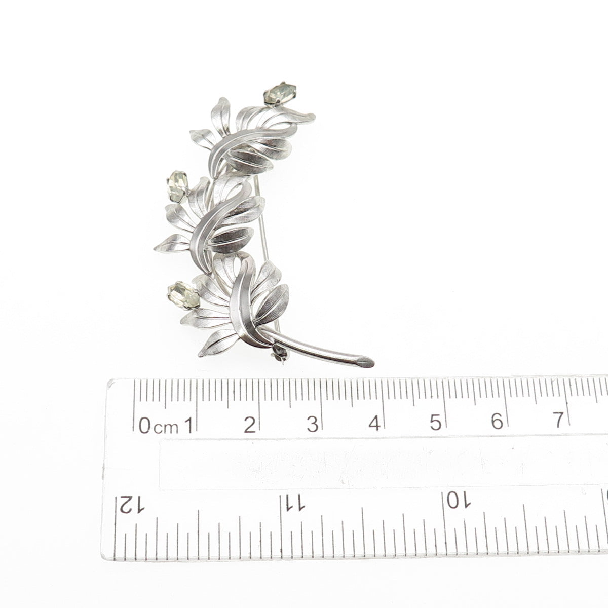 A&Z HAYWARD 925 Sterling Silver Antique Art Deco Rhinestone Floral Pin Brooch