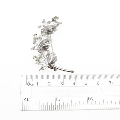 A&Z HAYWARD 925 Sterling Silver Antique Art Deco Rhinestone Floral Pin Brooch