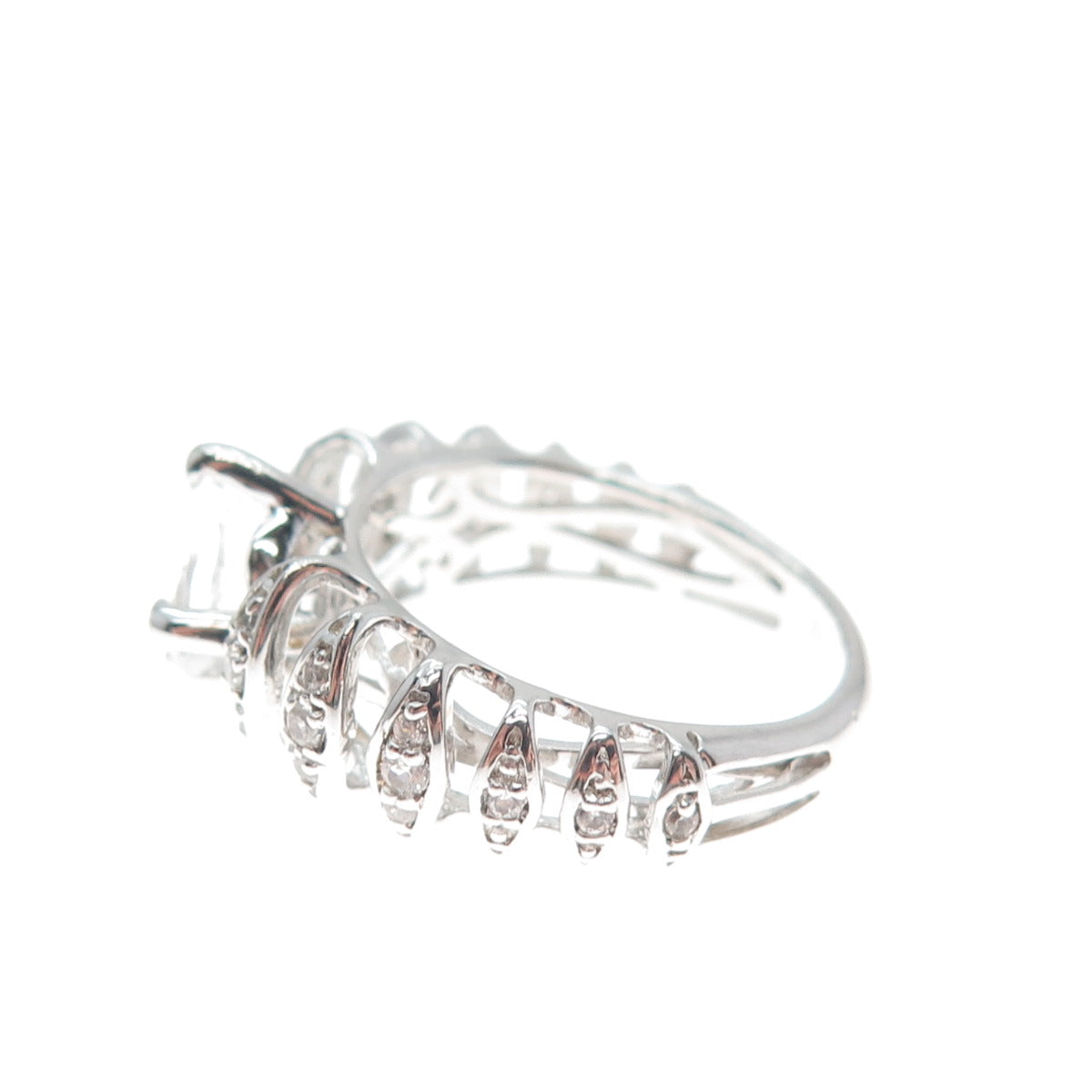 CHUCK CLEMENCY 925 Sterling Silver Real Round-Cut White Topaz C Z Ring Size 7.5