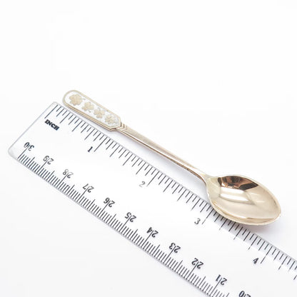 925 Sterling Silver Rose Gold Plated Vintage Egon Lauridsen Enamel Clover Spoon