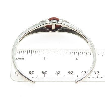 MICHELLE ALBALA Sterling Silver Vintage Real Red Jasper Adjustable Bracelet 7"
