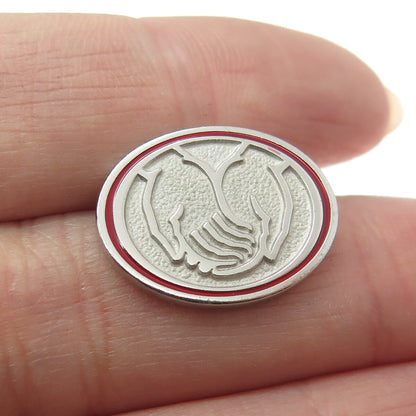 925 Sterling Silver Vintage Enamel Allstate Insurance Logo Pin Brooch