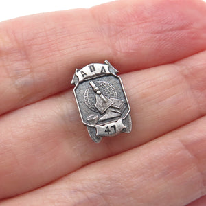 METAL ARTS CO. 925 Sterling Silver Vintage Scientist Oxidized Minimalist Brooch