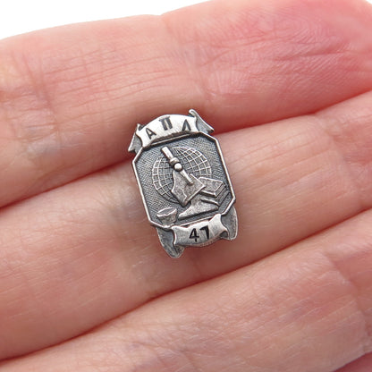 METAL ARTS CO. 925 Sterling Silver Vintage Scientist Oxidized Minimalist Brooch