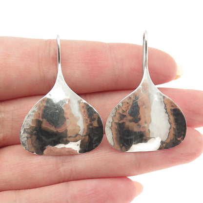 PEARCE 925 Sterling Silver Vintage Modernist Petal Hammered Earrings