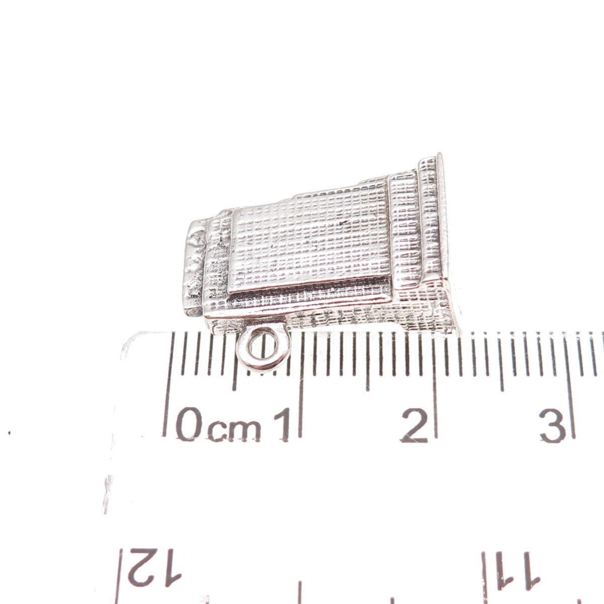 925 Sterling Silver Vintage 30 Rockefeller Plaza Oxidized 3D Charm Pendant
