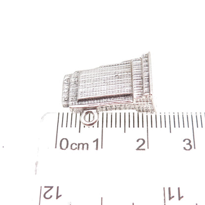 925 Sterling Silver Vintage 30 Rockefeller Plaza Oxidized 3D Charm Pendant