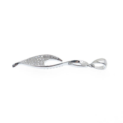 925 Sterling Silver Round-Cut C Z Twisted Charm Pendant