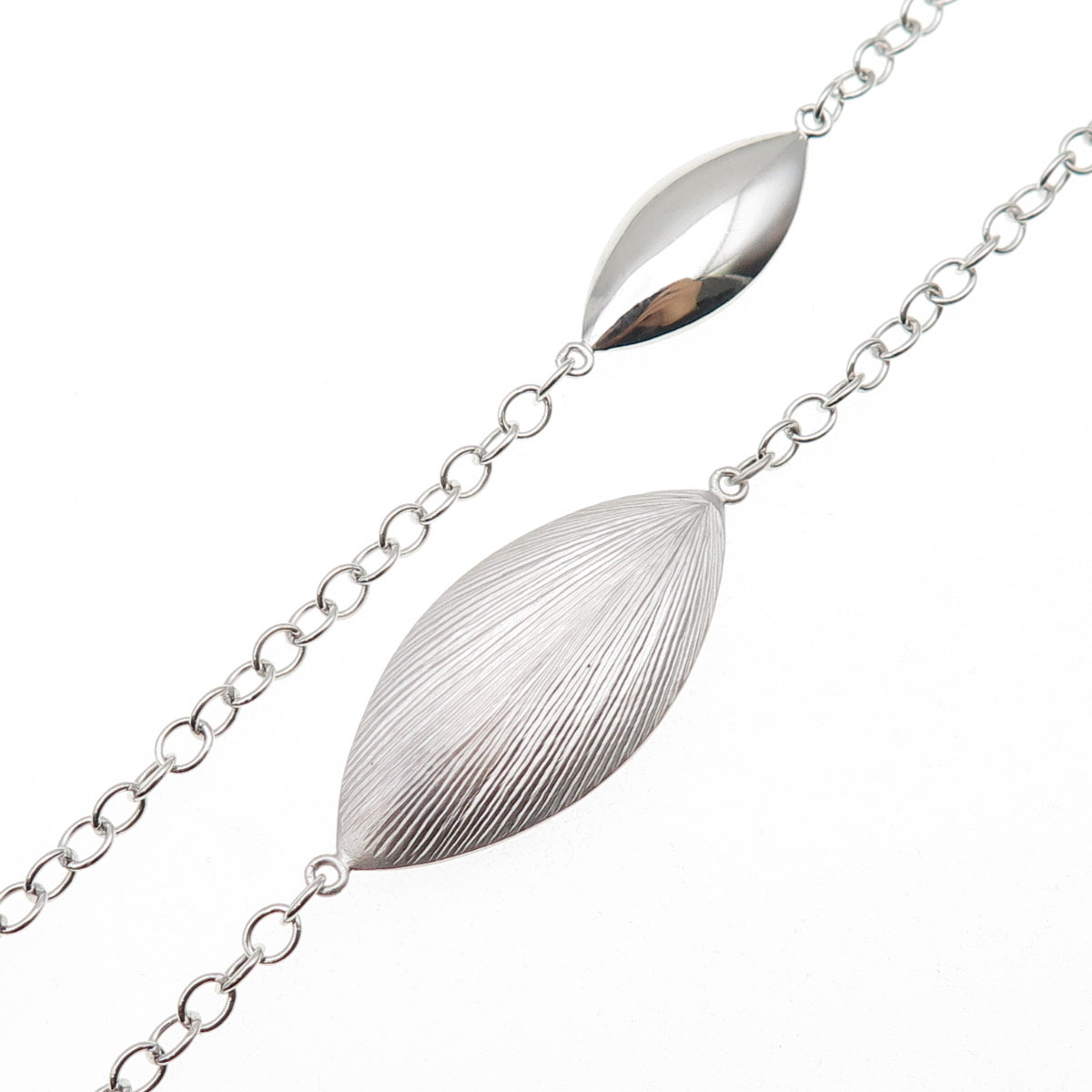 925 Sterling Silver Petal Station Cable Chain Necklace 28"