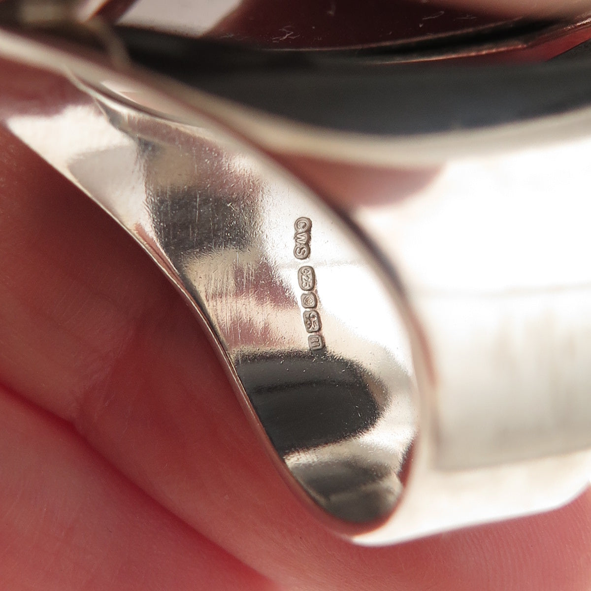CW Sellors 925 Sterling Silver Sheffield 2011 Real Black Onyx Ring Size 9.5