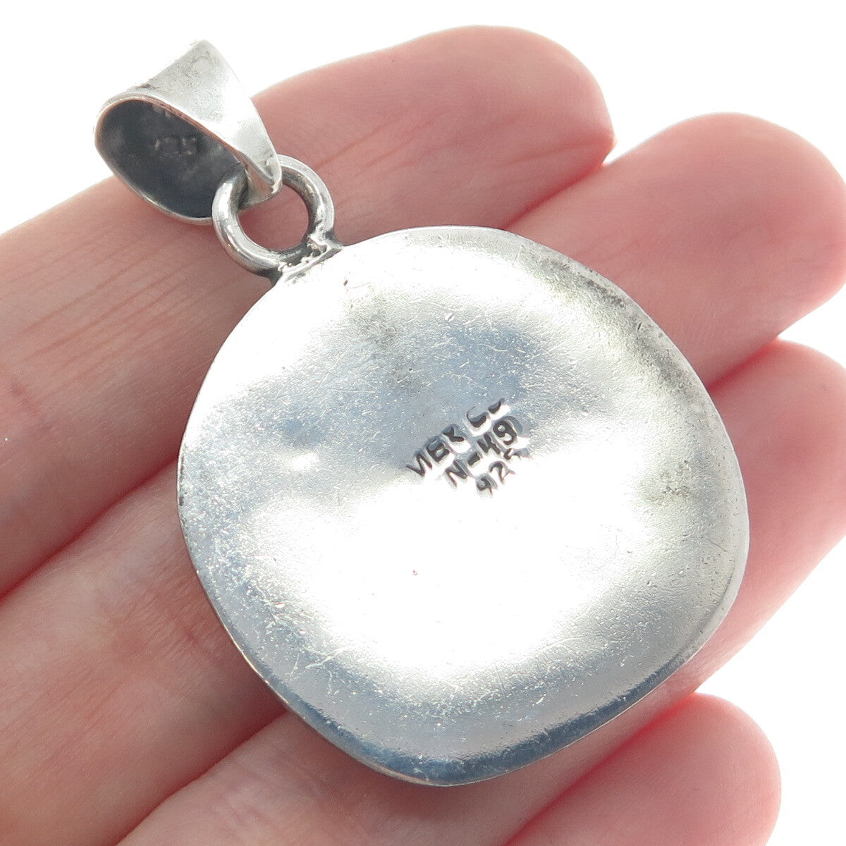 925 Sterling Silver Vintage Mexico Sand Dollar Oxidized Pendant