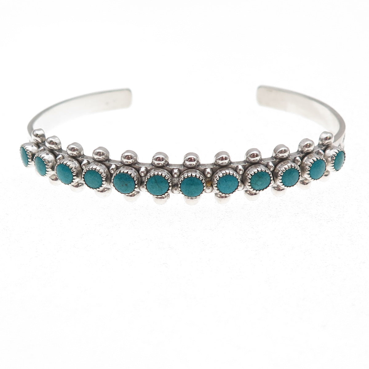 Old Pawn Sterling Silver Vintage Turquoise Snake Eye Adjustable Bracelet 6.25"