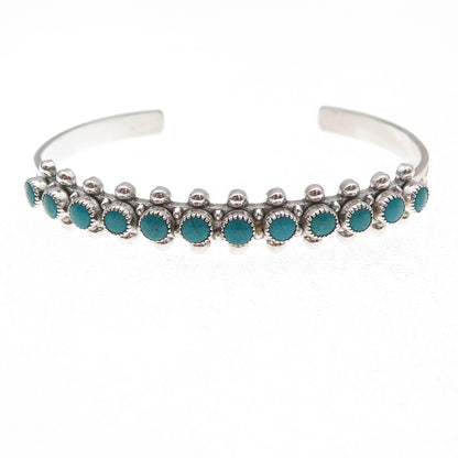Old Pawn Sterling Silver Vintage Turquoise Snake Eye Adjustable Bracelet 6.25"