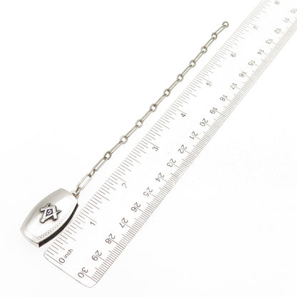 Hickok Quality Sterling Silver Antique Enamel Masonic Pocket Watch Loop Chain