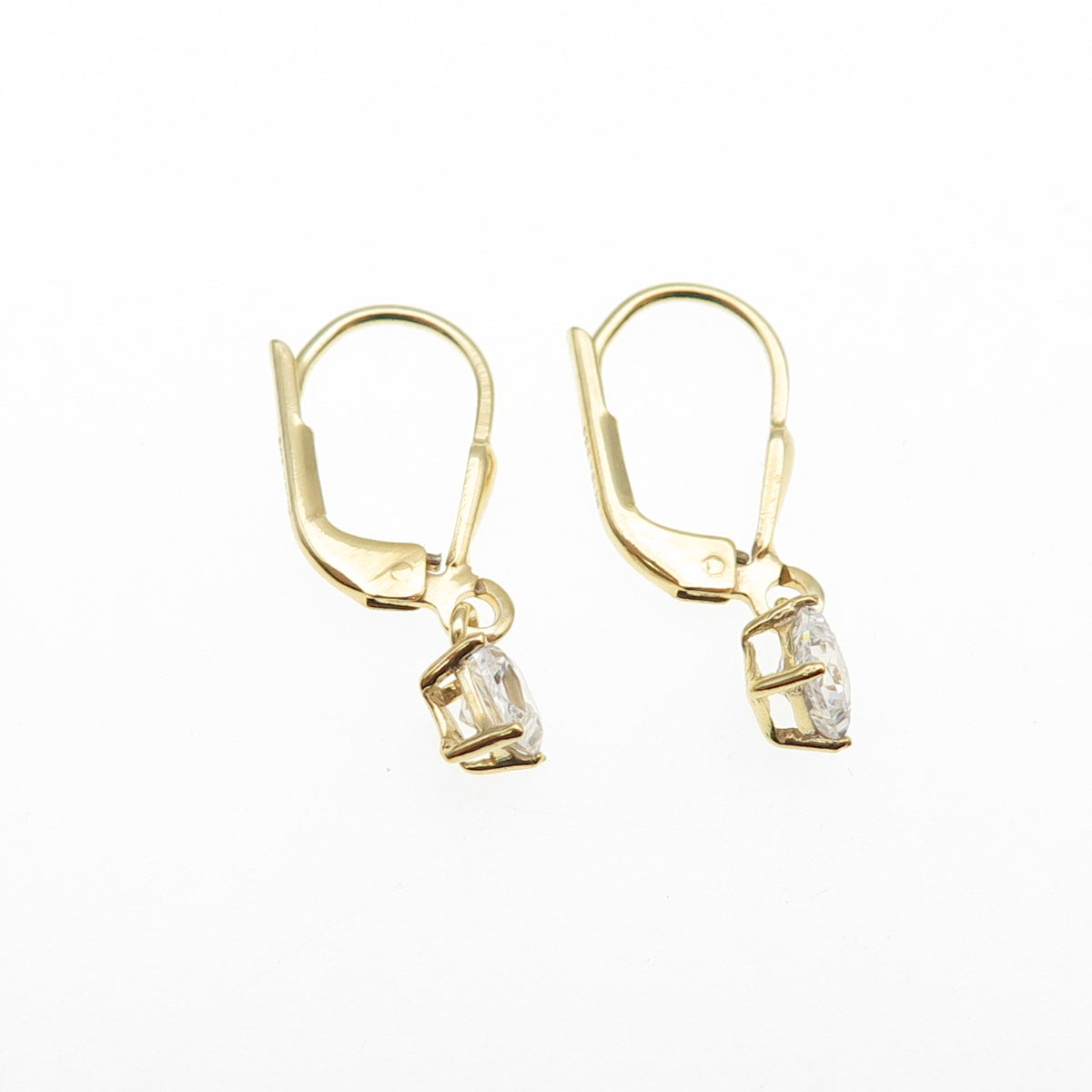 925 Sterling Silver Gold Plated Princess-Cut C Z Dangle Earrings