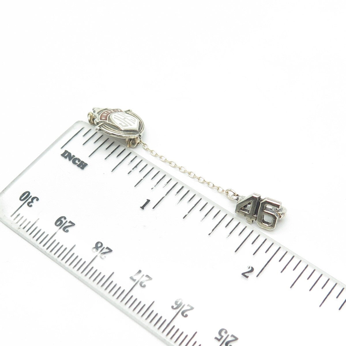 925 Sterling Silver Antique Retro 1946 "Junior High School" Double Pin Brooch