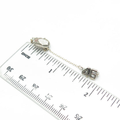 925 Sterling Silver Antique Retro 1946 "Junior High School" Double Pin Brooch