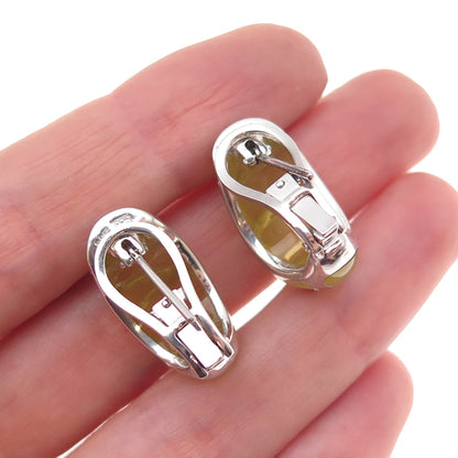 LLK Designs 925 Sterling Silver Vintage Enamel Modernist Omega Back Earrings