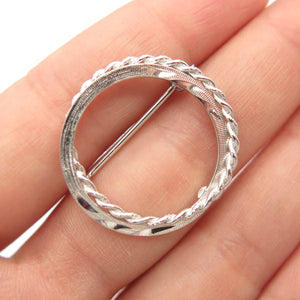 925 Sterling Silver Vintage Curtis Curtman Twisted Circle Pin Brooch