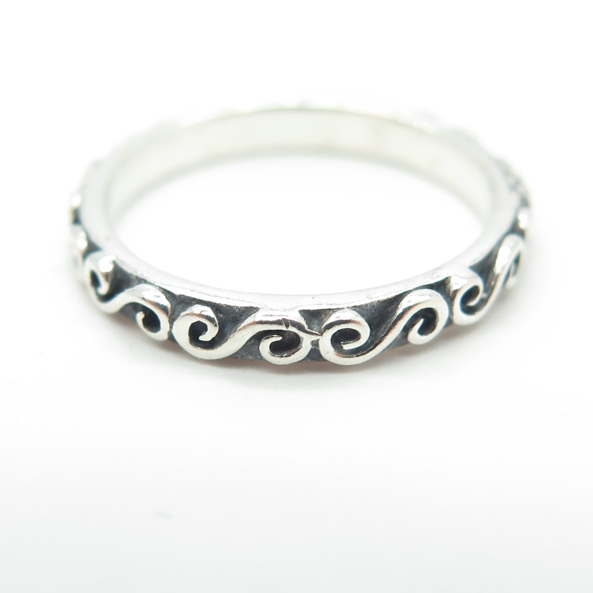 925 Sterling Silver Vintage Swirl Stackable Band Ring Size 5.5