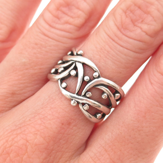 The Morning After 925 Sterling Silver Vintage Floral Oxidized Ring Size 7