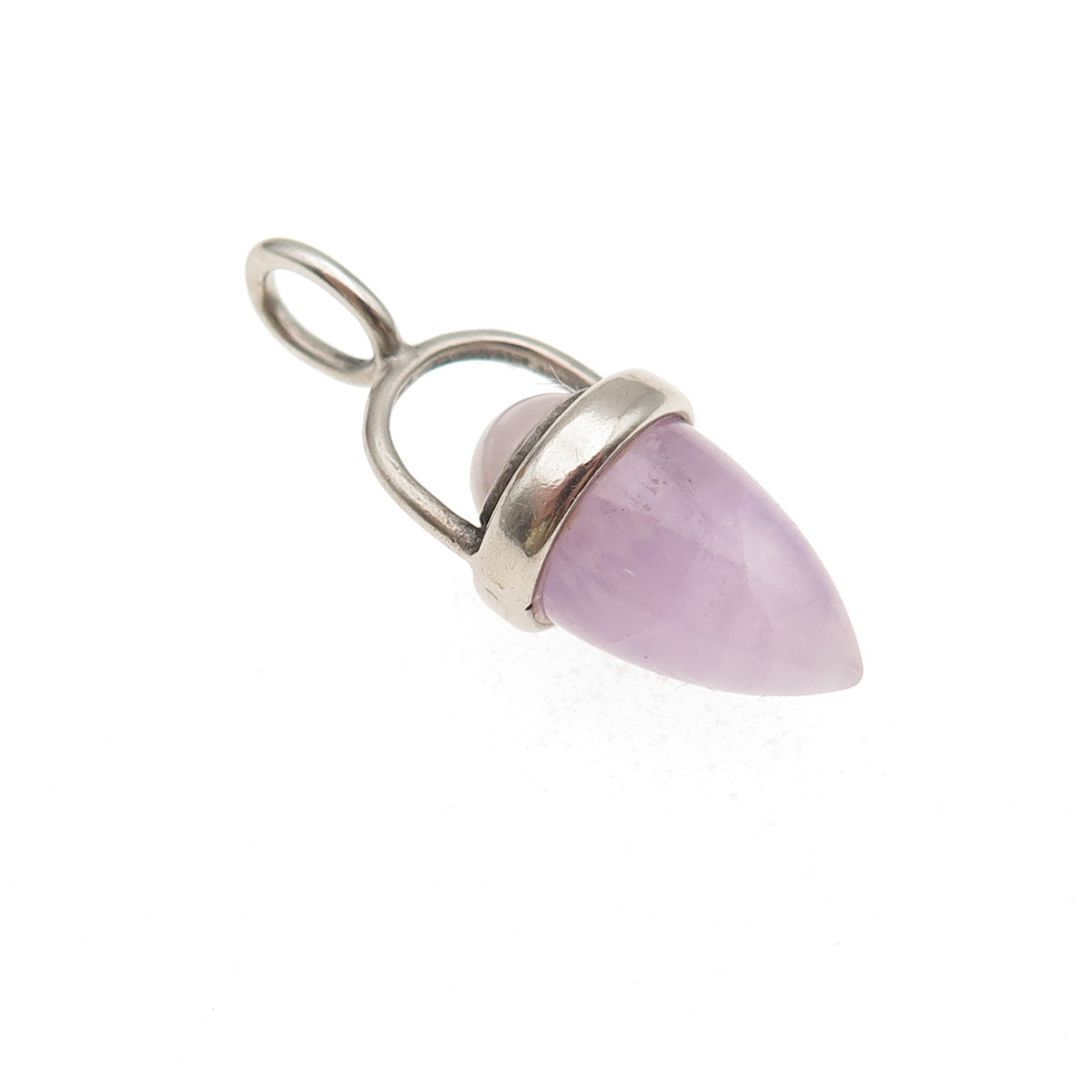 925 Sterling Silver Vintage Real Amethyst Amulet Charm Pendant