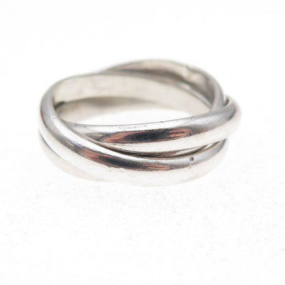 925 Sterling Silver Vintage Interlocked Trinity Band Ring Size 5.5