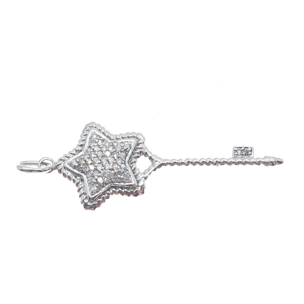 FADI 925 Sterling Silver Round-Cut C Z Star Key Charm Pendant