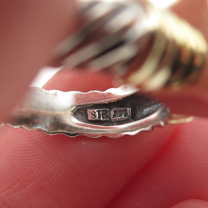 David Yurman 925 Sterling Silver 14K Gold Vintage Real Blue Topaz Ring Size 6.5