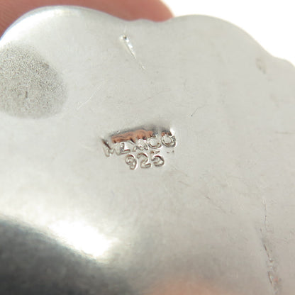 925 Sterling Silver Vintage Mexico Modernist Flower Oxidized Pendant