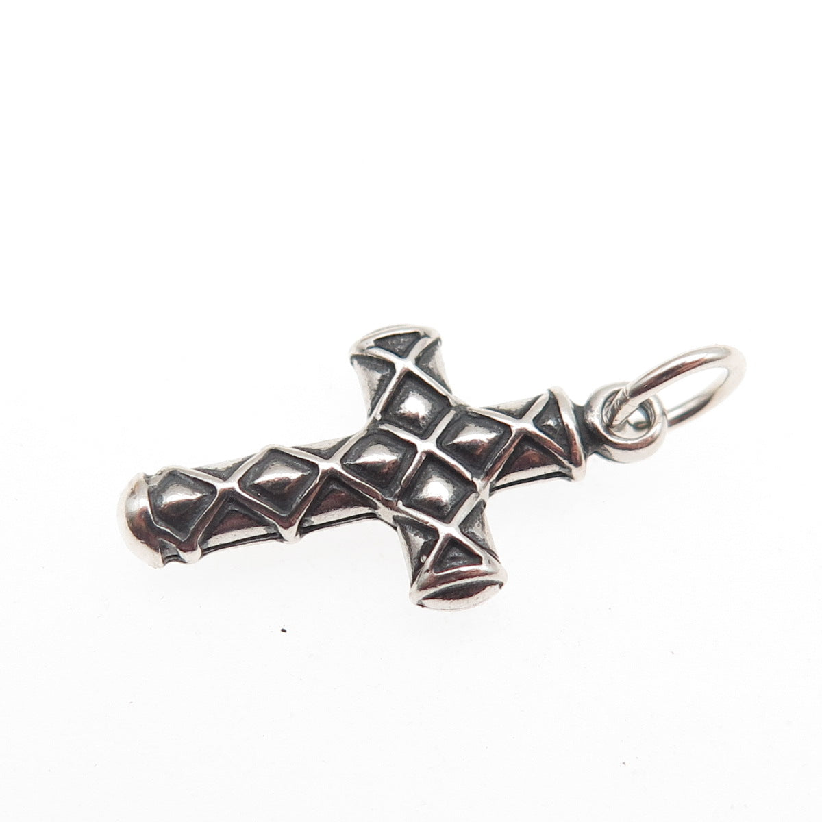 925 Sterling Silver Vintage Cross Oxidized Mini Charm Pendant