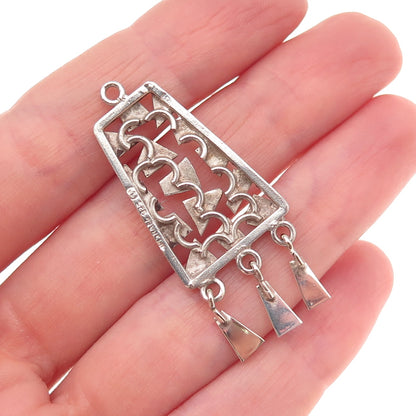 925 Sterling Silver Vintage Israel Modernist Geometric Charm Pendant