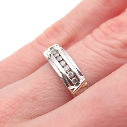 SLV Sadye L Vassil 925 Sterling Silver Real Round-Cut Diamond Ring Size 5