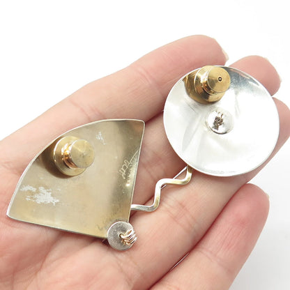 925 Sterling Silver 2-Tone Vintage Modernist Pin
